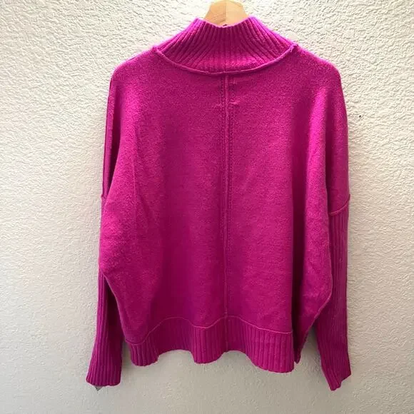 Maeve Anthropologie Pink Mock Ribbed Dolman Gretchen Sweater M Oversized 2/8 - Picture 7 of 11